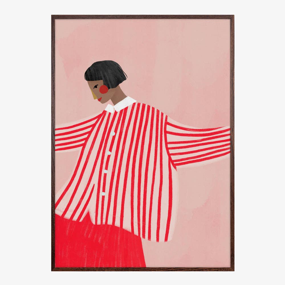 Pictufy - Kunstdruck: Rote gestreifte Jacke – naives Volksporträt