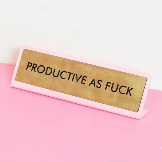Schild für Schreibtisch „Productive as Fuck“ Flamingo Candles