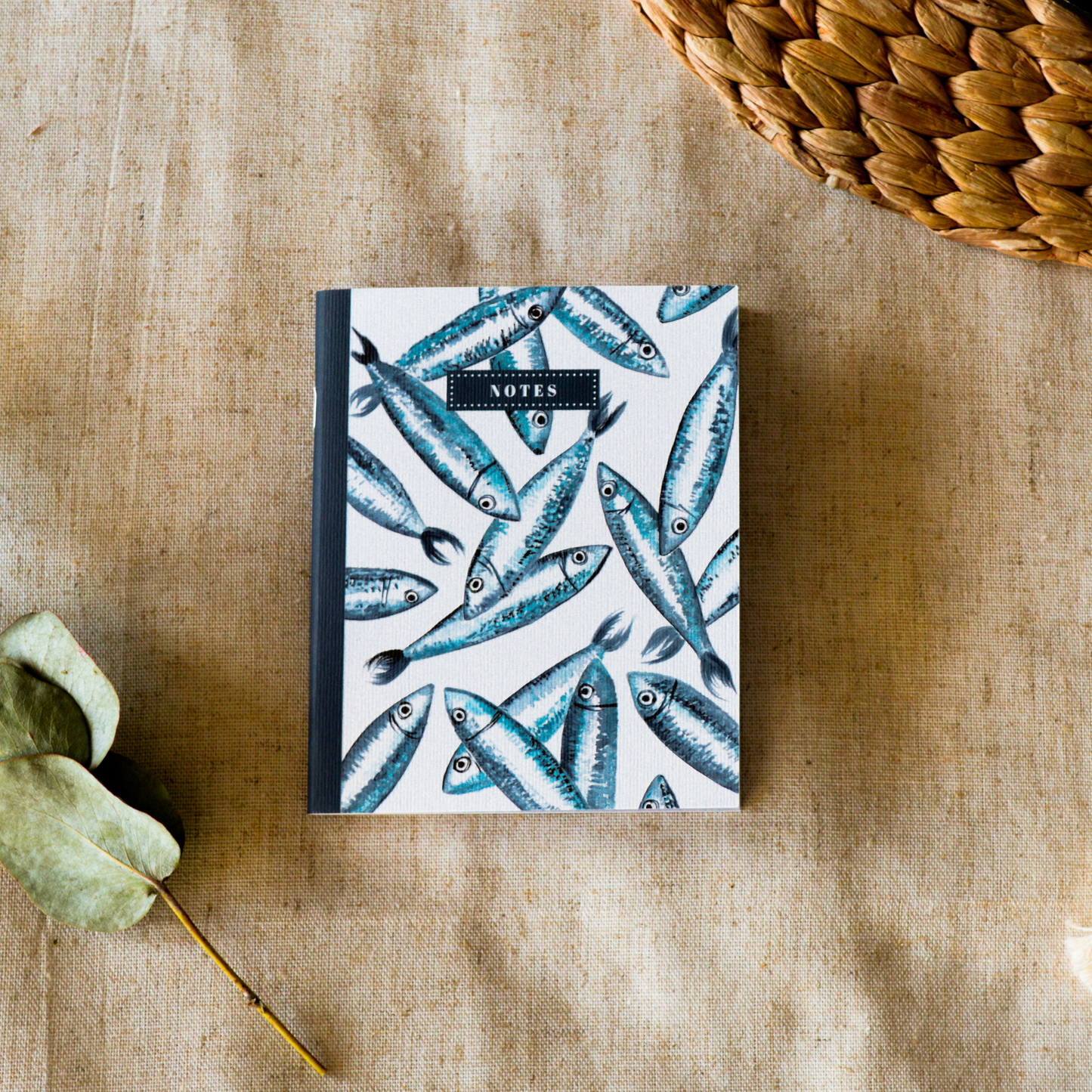 Bleu Coquille - Kleines Notizbuch – Sardinen