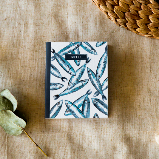 Bleu Coquille - Kleines Notizbuch – Sardinen