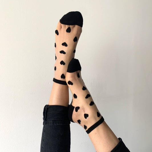 Schwarze Herzsocken - Sockette