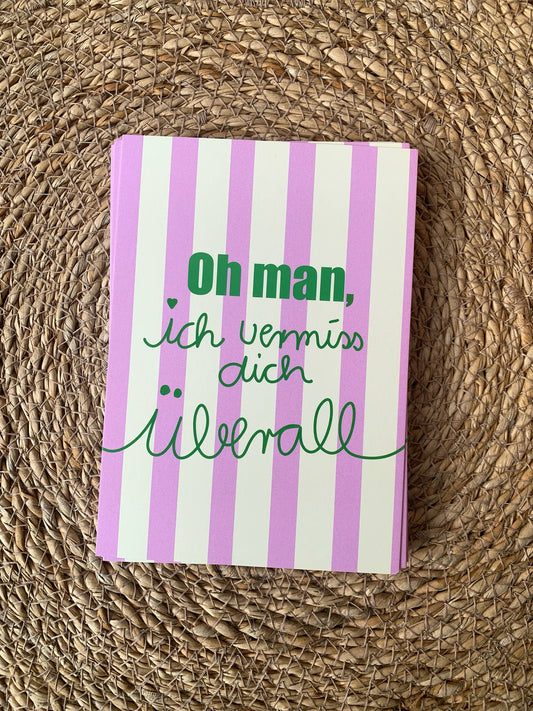 Postkarte man , ich vermiss dich überall - Ute Arnold