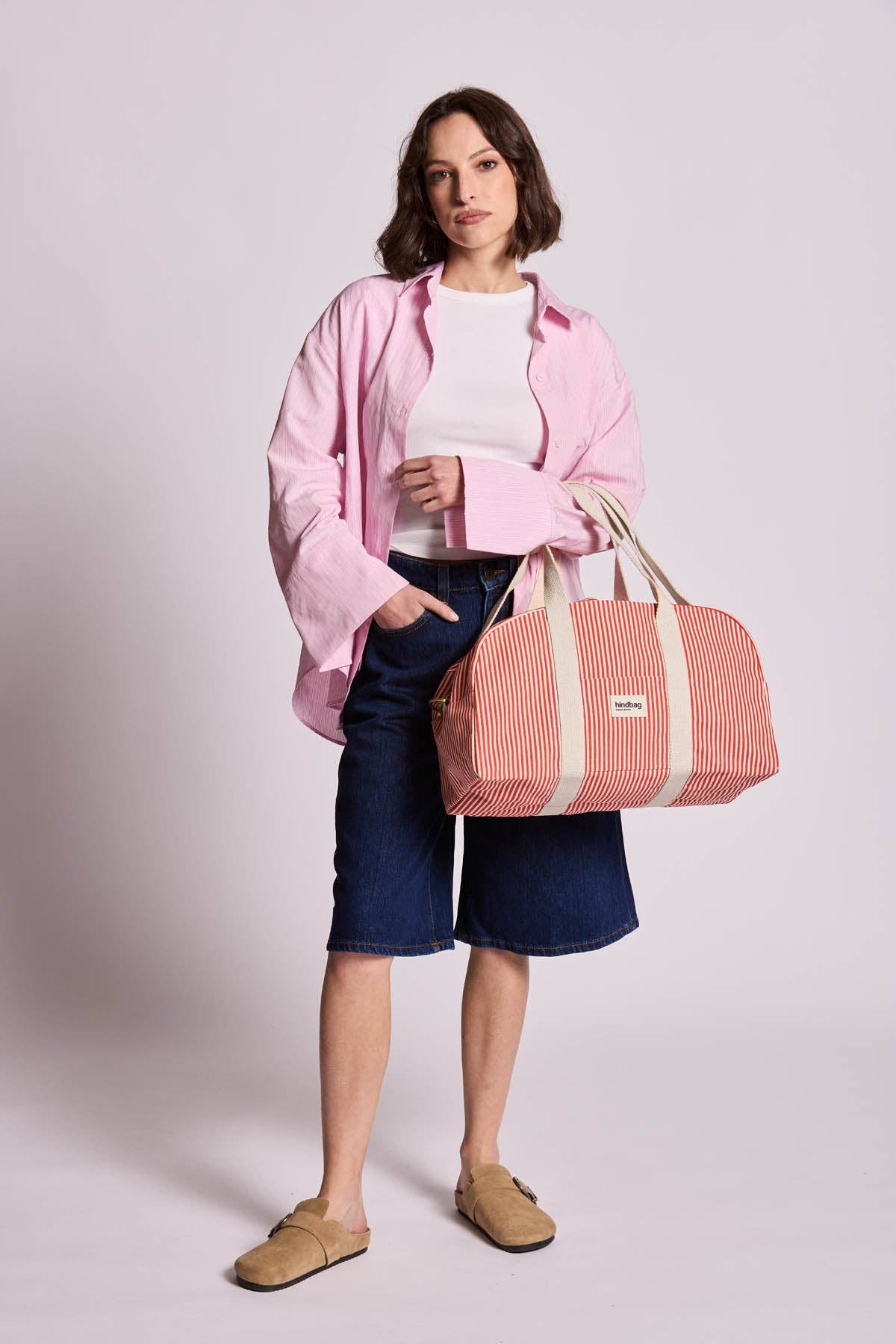 Hindbag - Weekender-Tasche Charlie rote Streifen