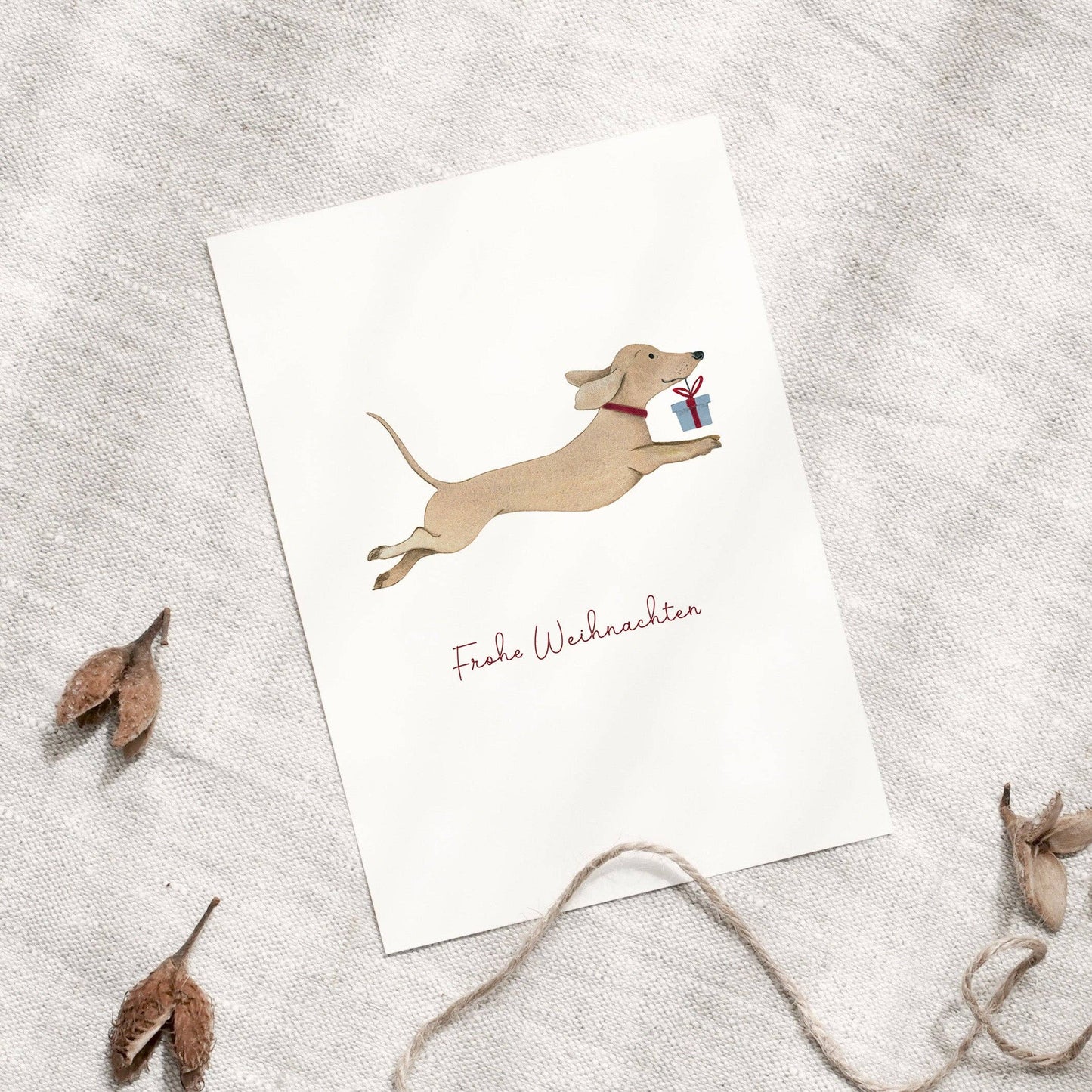 Postkarte · Weihnachtsdackel von Leo La Douce