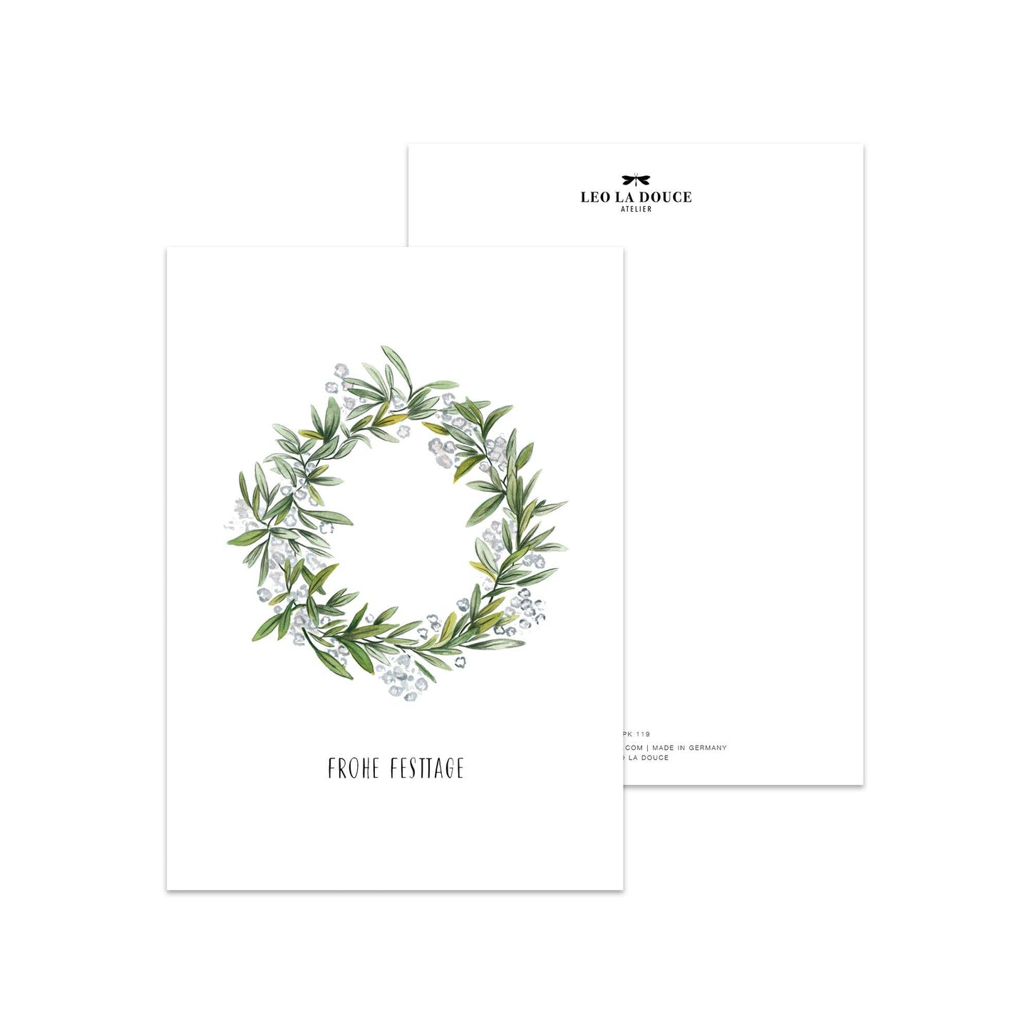 Postkarte - Weihnachtskranz Leo La Douce