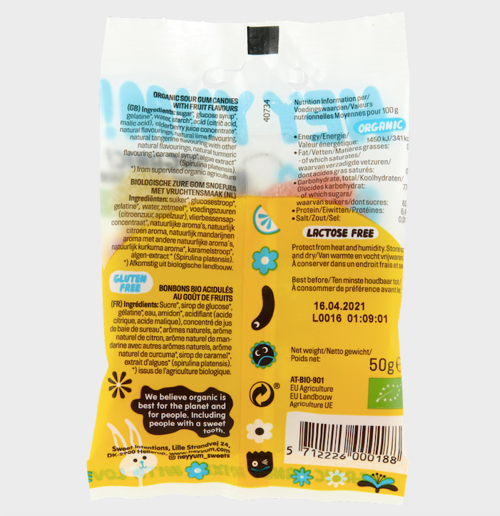 HEY YUM! - HEY YUM! Sour Flower – Bio-saure Fruchtgummis, 50 g