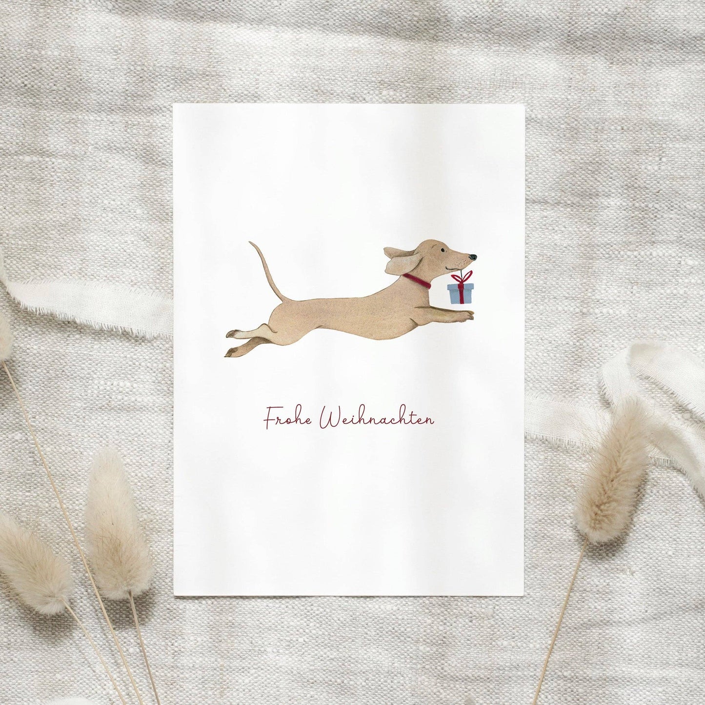 Postkarte · Weihnachtsdackel von Leo La Douce