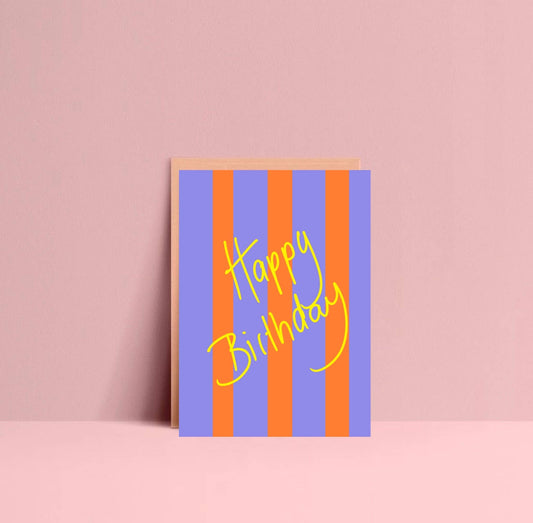 Postkarte Happy Birthday Stripes - Ute Arnold