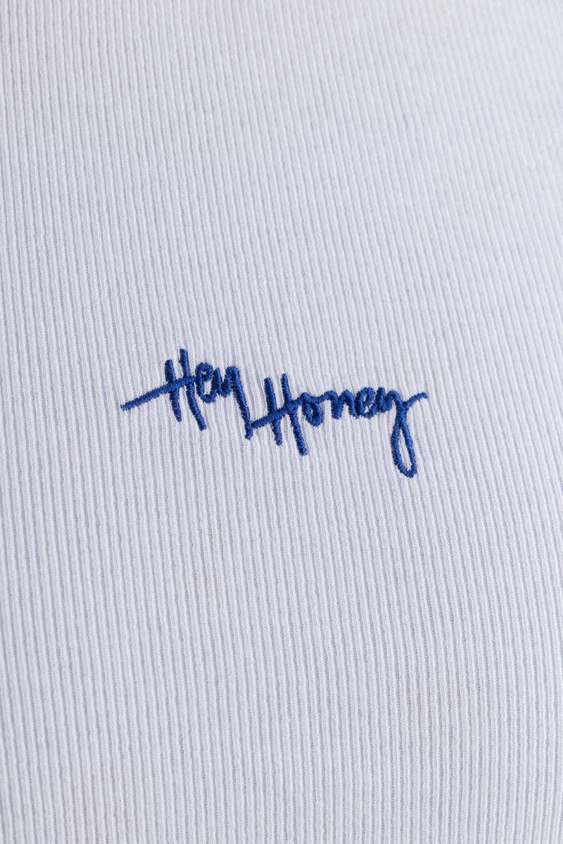 Hey Honey - Rib Tank White Blue Logo