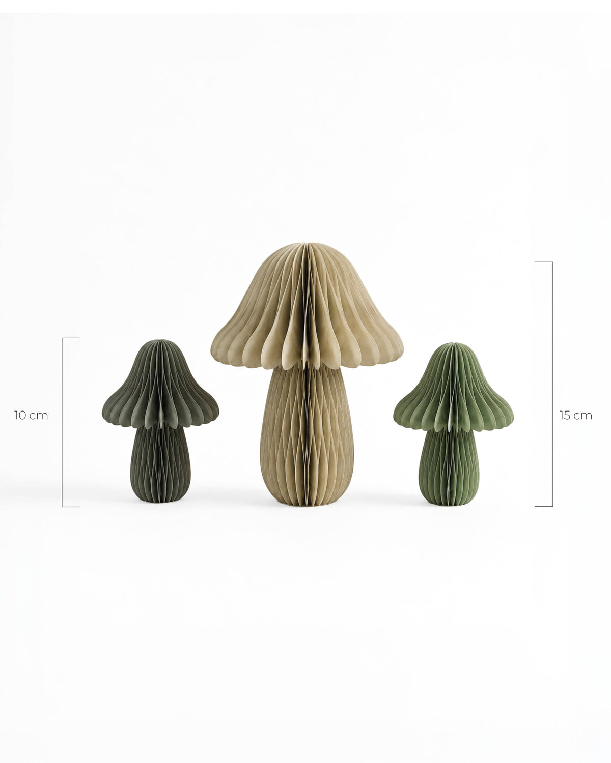 PAPURISM - Bunte Papierpilze Herbstdeko 3-er Set braun