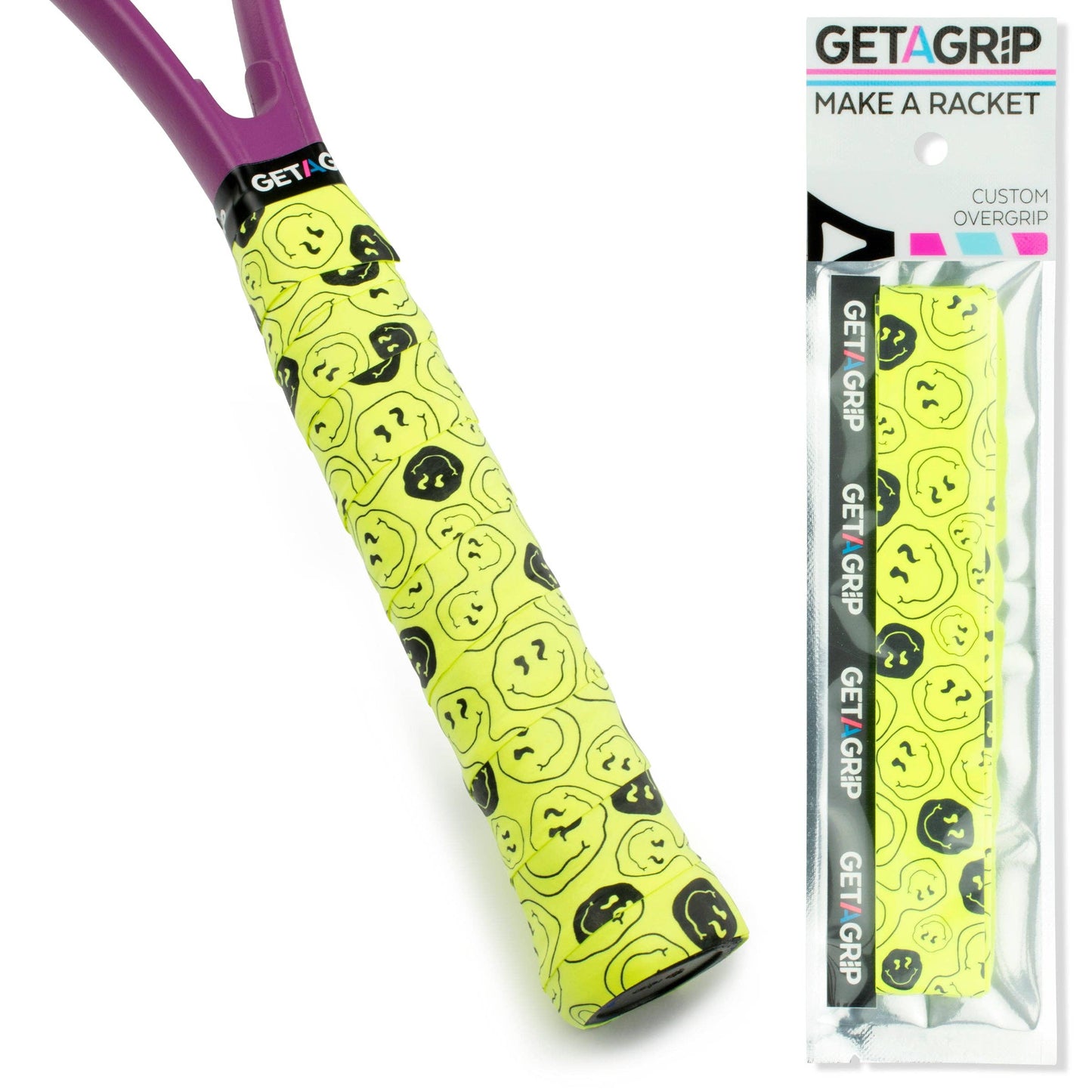 Overgrip Tennis  oder Padel Neon Smiley Get A Grip Club - Griffband mit Style