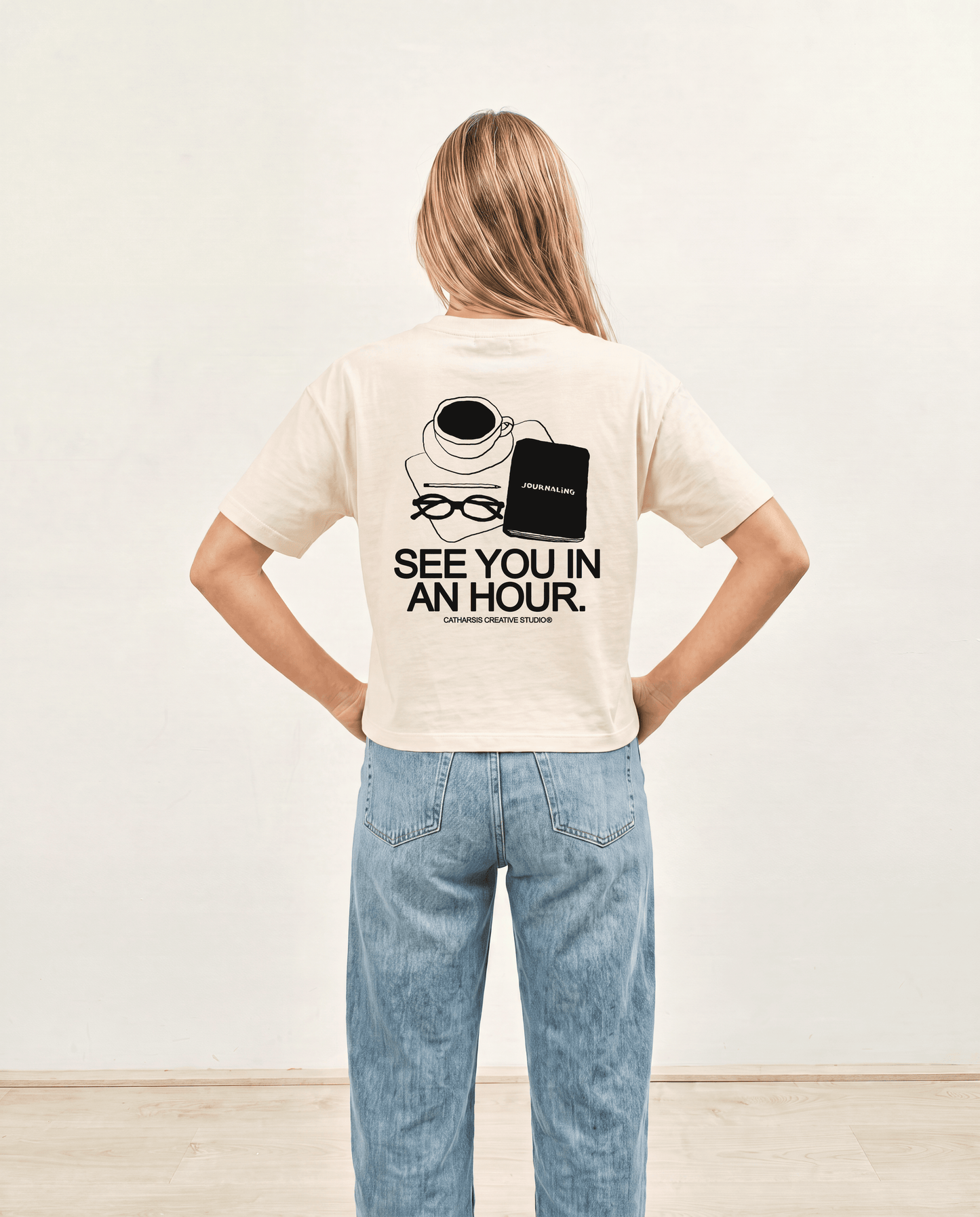 Catharsis - T-Shirt See you in an Hour Journaling Shirt Cropped Style