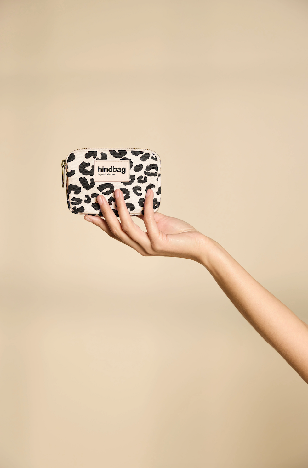 Hindbag - Lili Leopard Portemonnaie in Ecru
