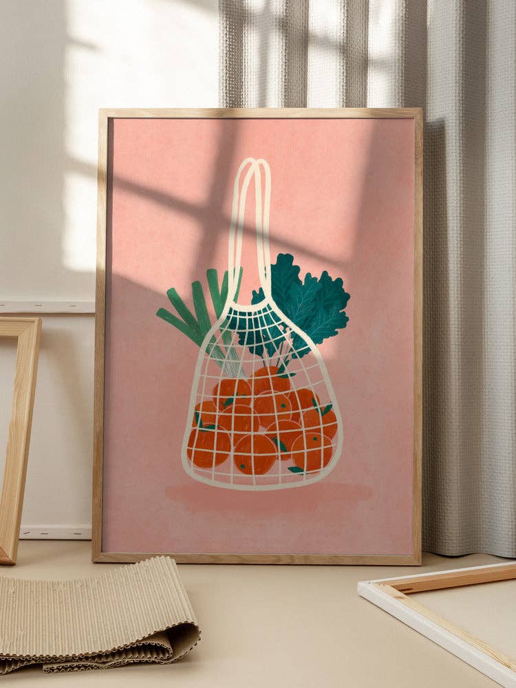 Pictufy Wholesale - Orangen im Netzbeutel Kunstdruck - Malerische Küche