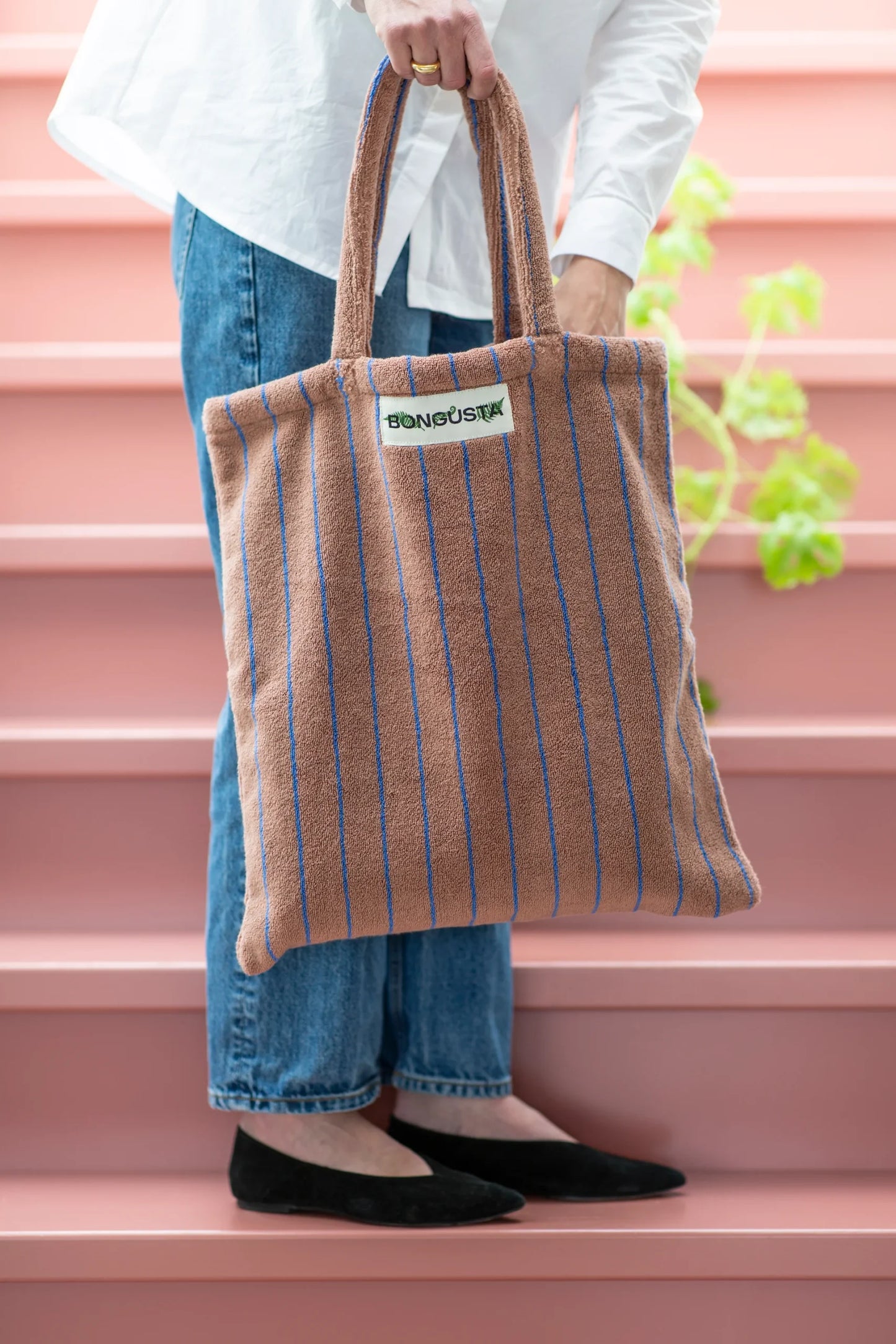 Bongusta Naram Tote Bag camel & ultramarine blue