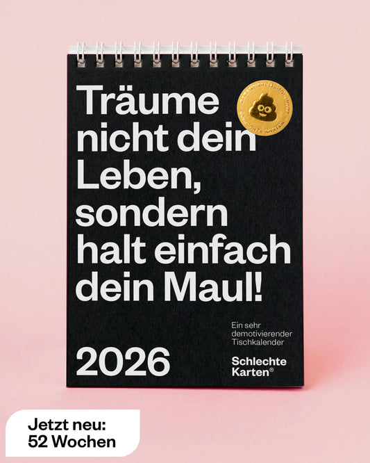 Demotivierender Tischkalender 2026 von Schlechte Karten