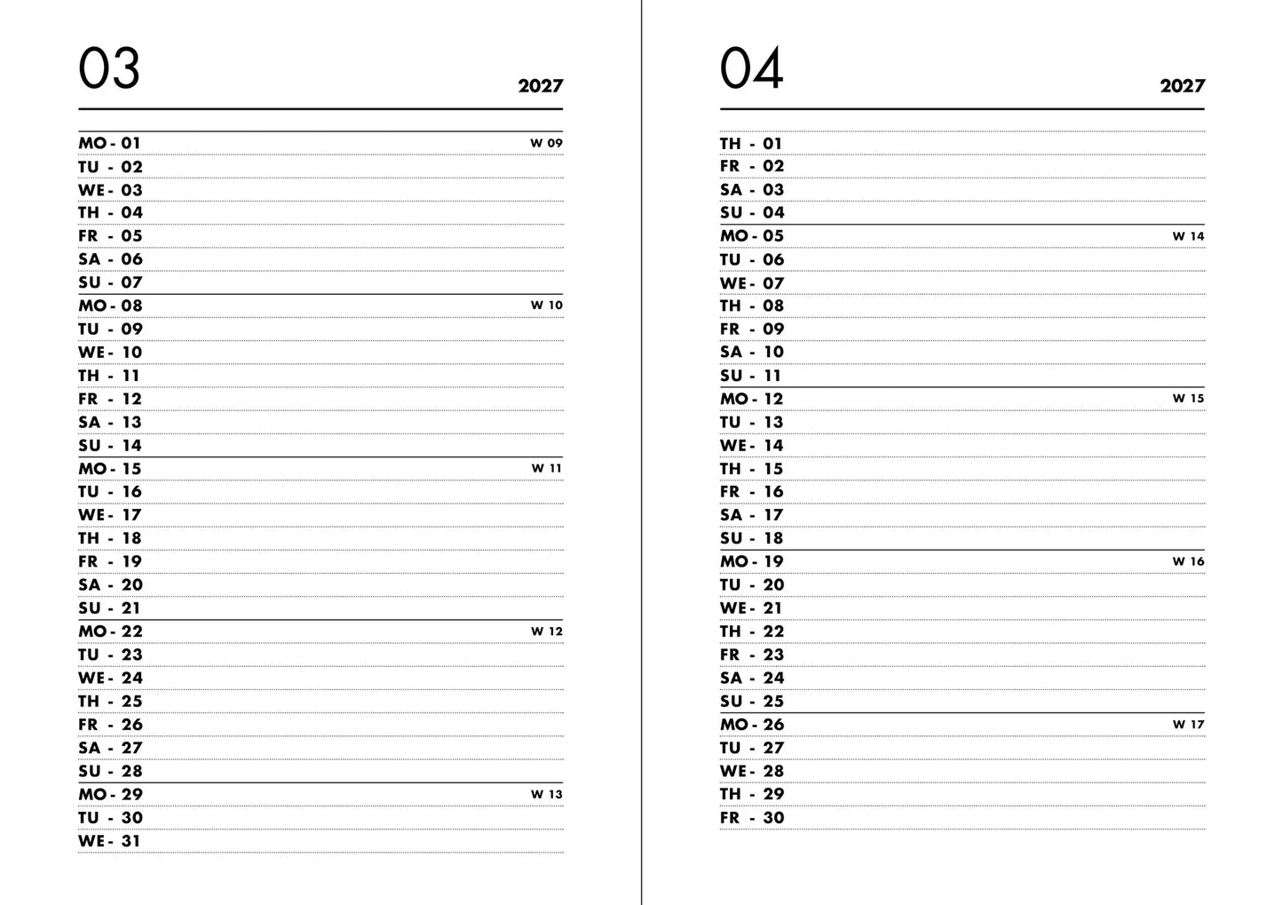 Pocket Kalender Navucko 2027
