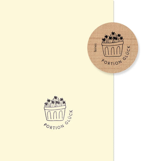 feines Stempel Portion Glück Erdbeeren