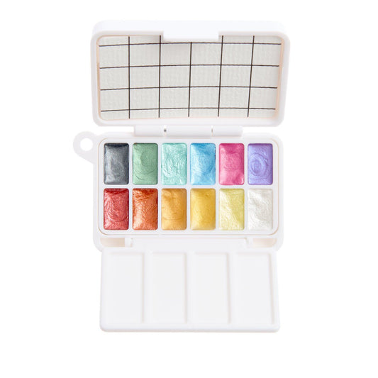 MINI AQUARELLFARBKASTEN METALLIC 12 FARBEN von Rico