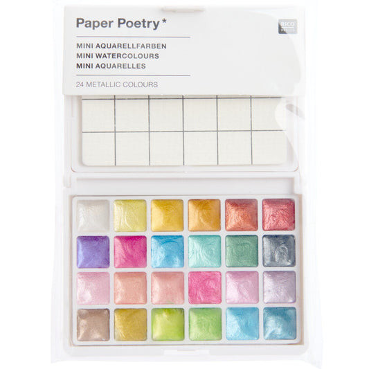 MINI AQUARELLFARBKASTEN METALLIC 24 FARBEN von Rico