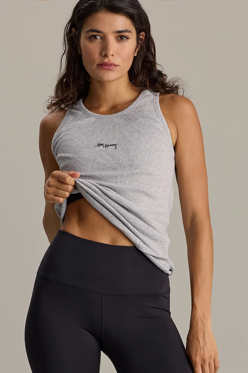 Hey Honey - Rib Tank Grey Melange