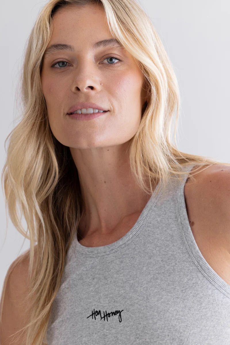 Hey Honey - Rib Tank Grey Melange