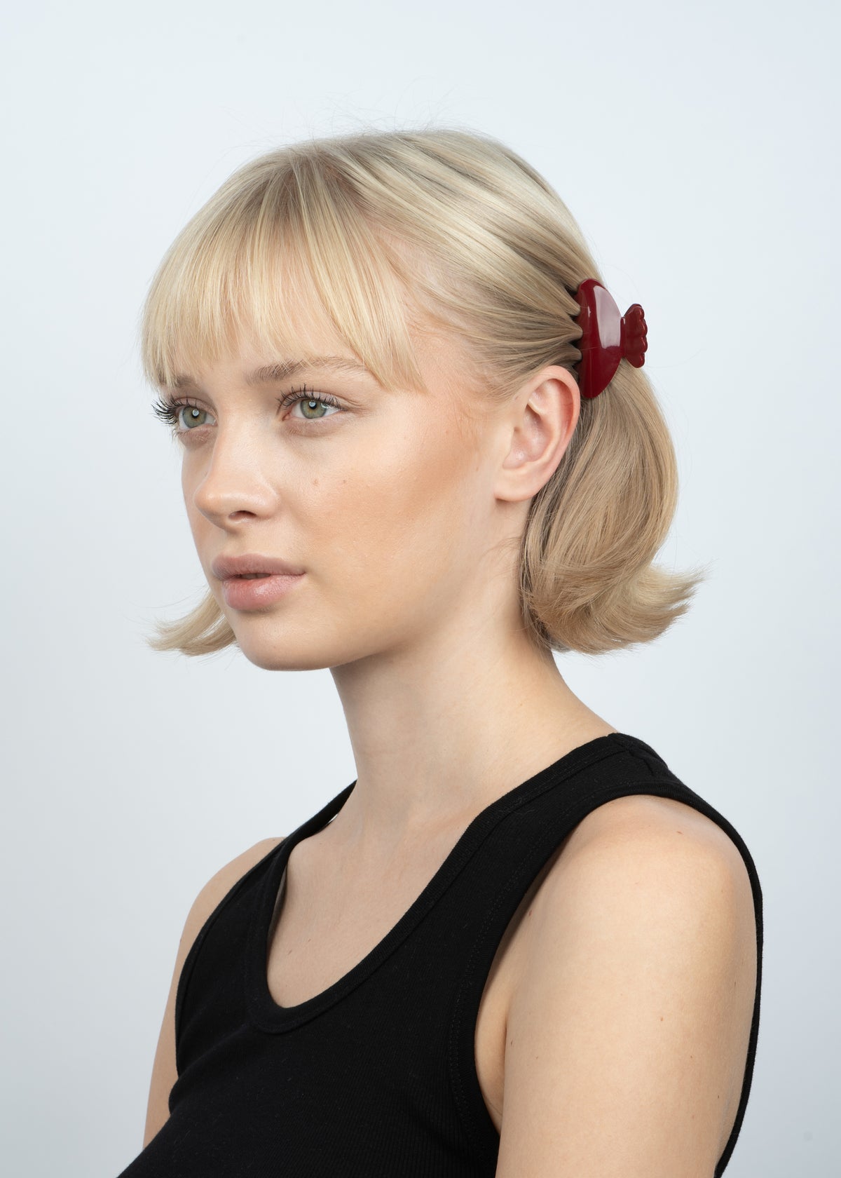 Helle Solid Mini Bordeaux Hair Clip - Sui Ava