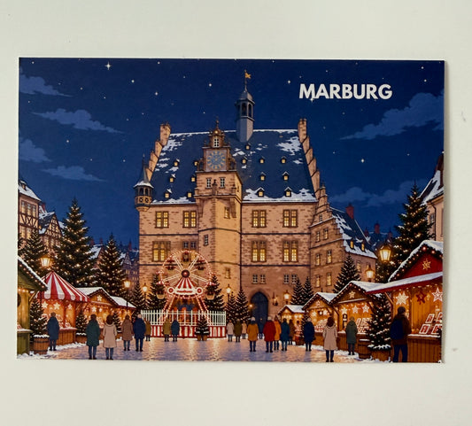 Postkarte Weihnachtsmarkt Marburg