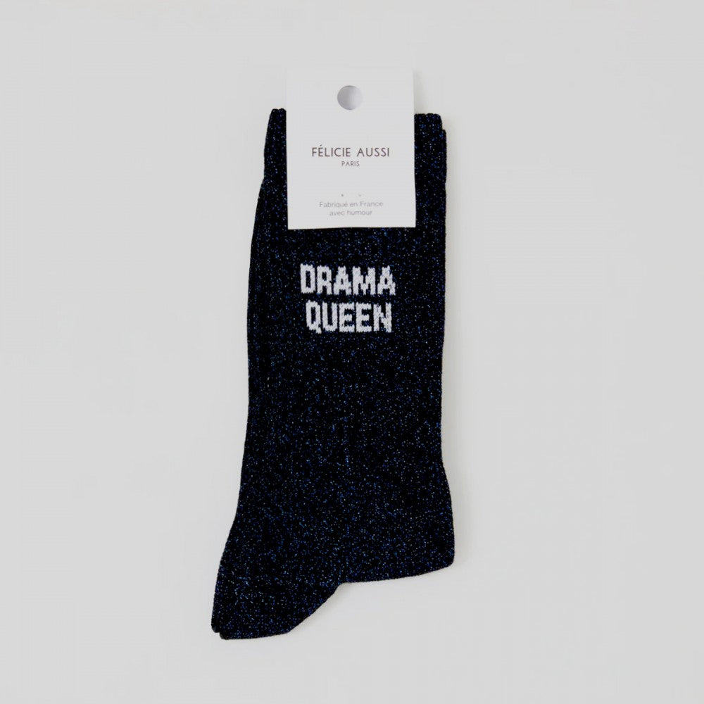 Socken Drama Queen blau Glitzer von Felicie Aussi 36-40