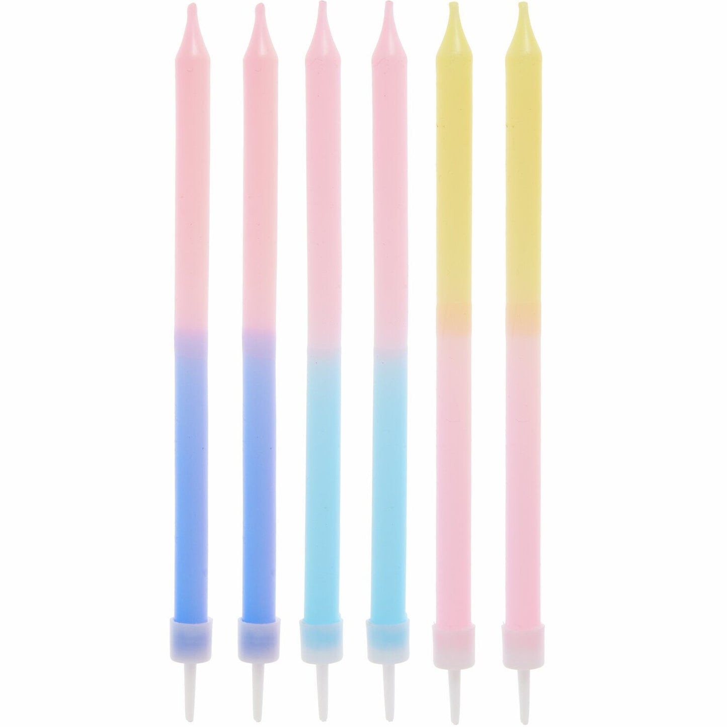 Kerzen Set Dip Dye mit Haltern pink/blau/gelb