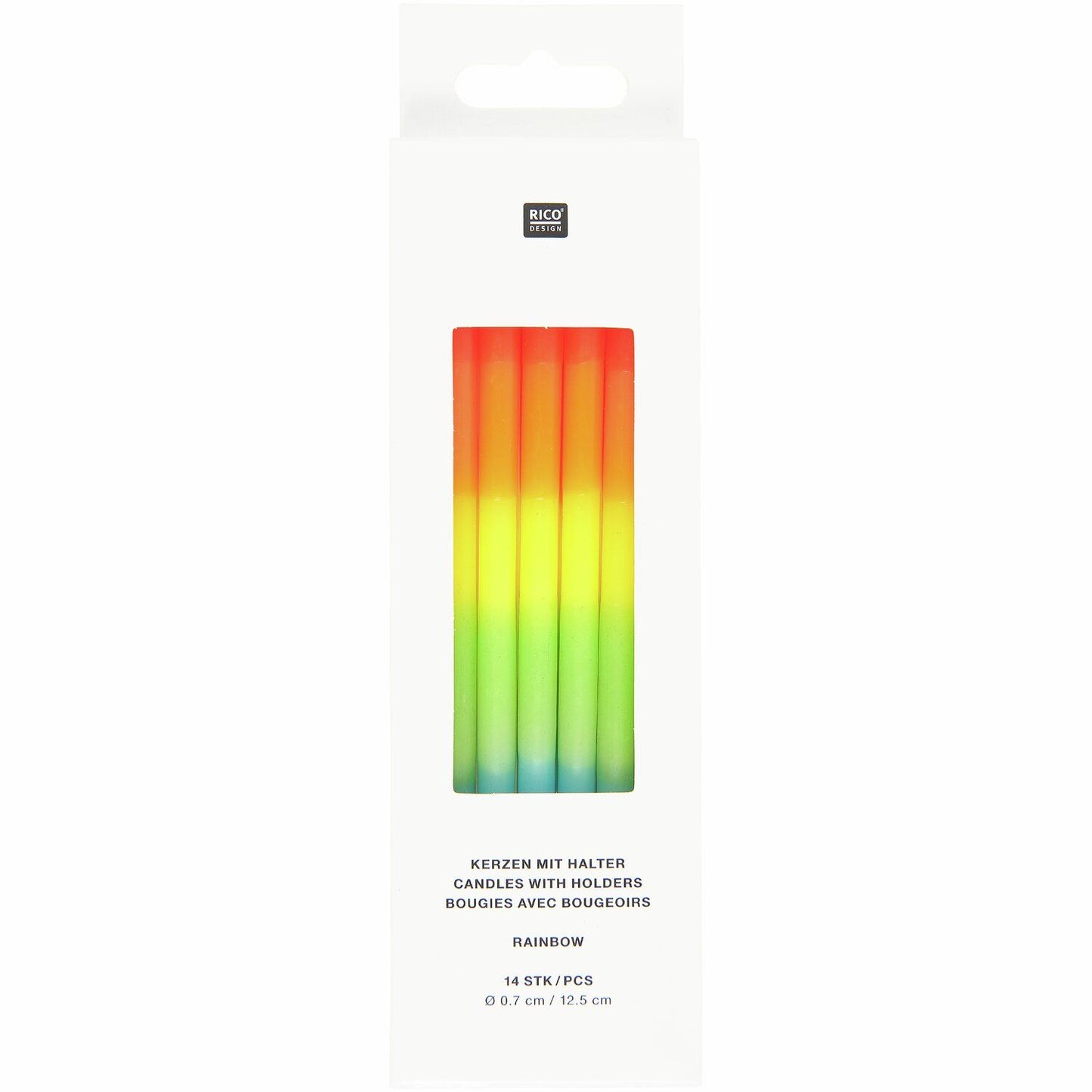 Kerzen Set Dip Dye mit Haltern rainbow