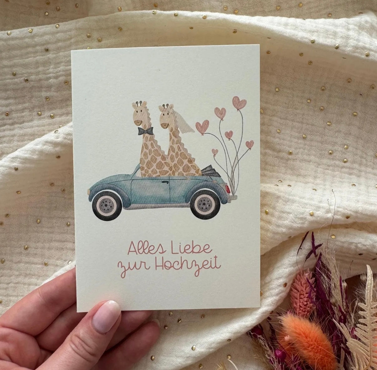 Klappkarte Alles Liebe zur Hochzeit Giraffe - Doerrtoparadise