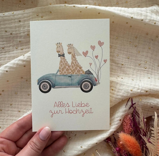 Klappkarte Alles Liebe zur Hochzeit Giraffe - Doerrtoparadise