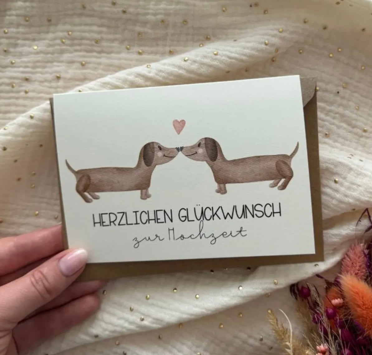 Klappkarte Herzlichen Glückwunsch zur Hochzeit Dackel - Doerrtoparadise