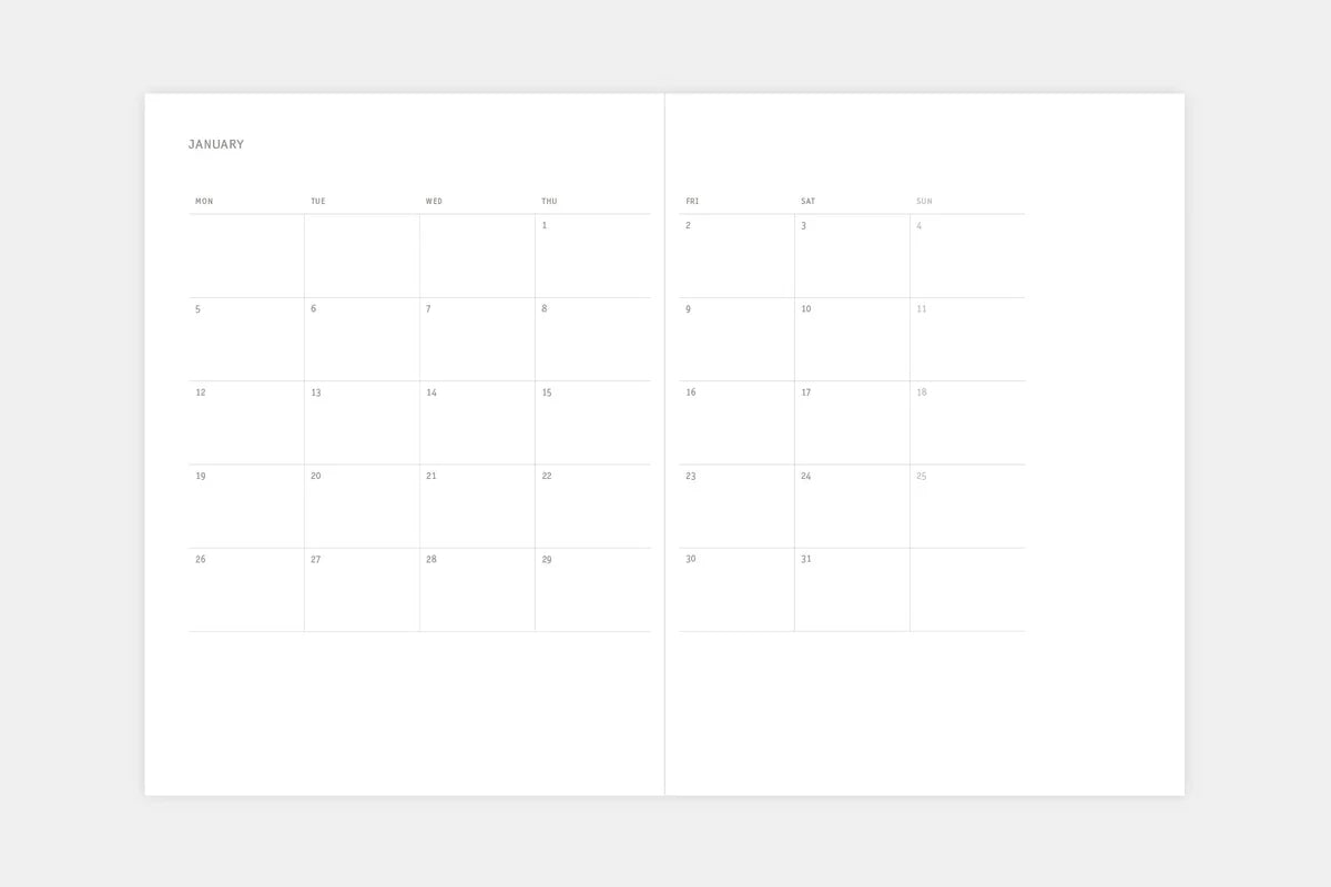 Klassischer Kalender 2026 A5 verschiedene Farben - Papierniczeni