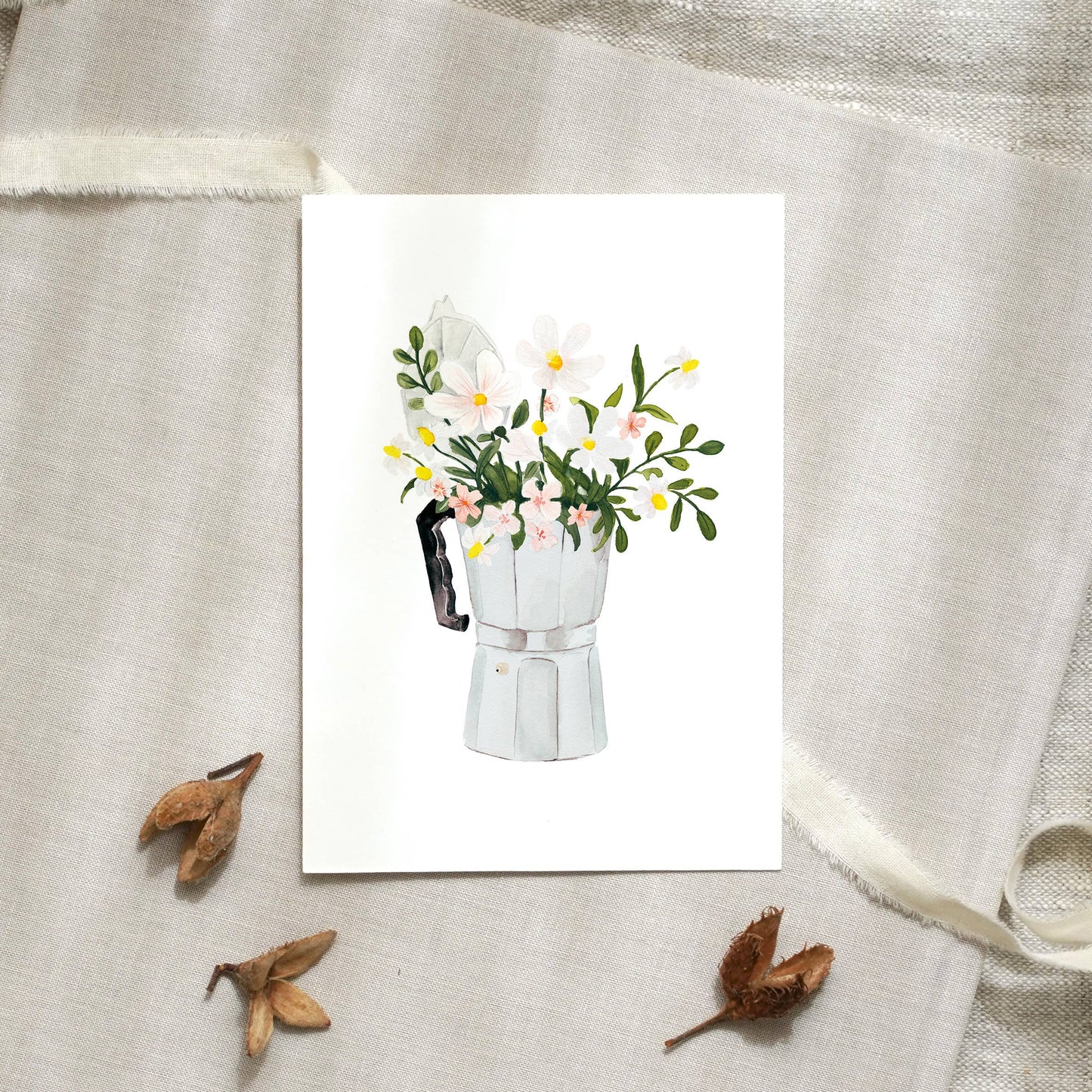 Postkarte - White Espresso bouquet Leo La Douce