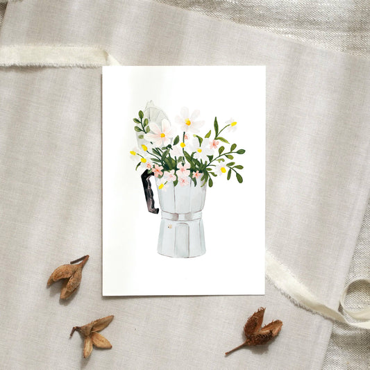 Postkarte - White Espresso bouquet Leo La Douce