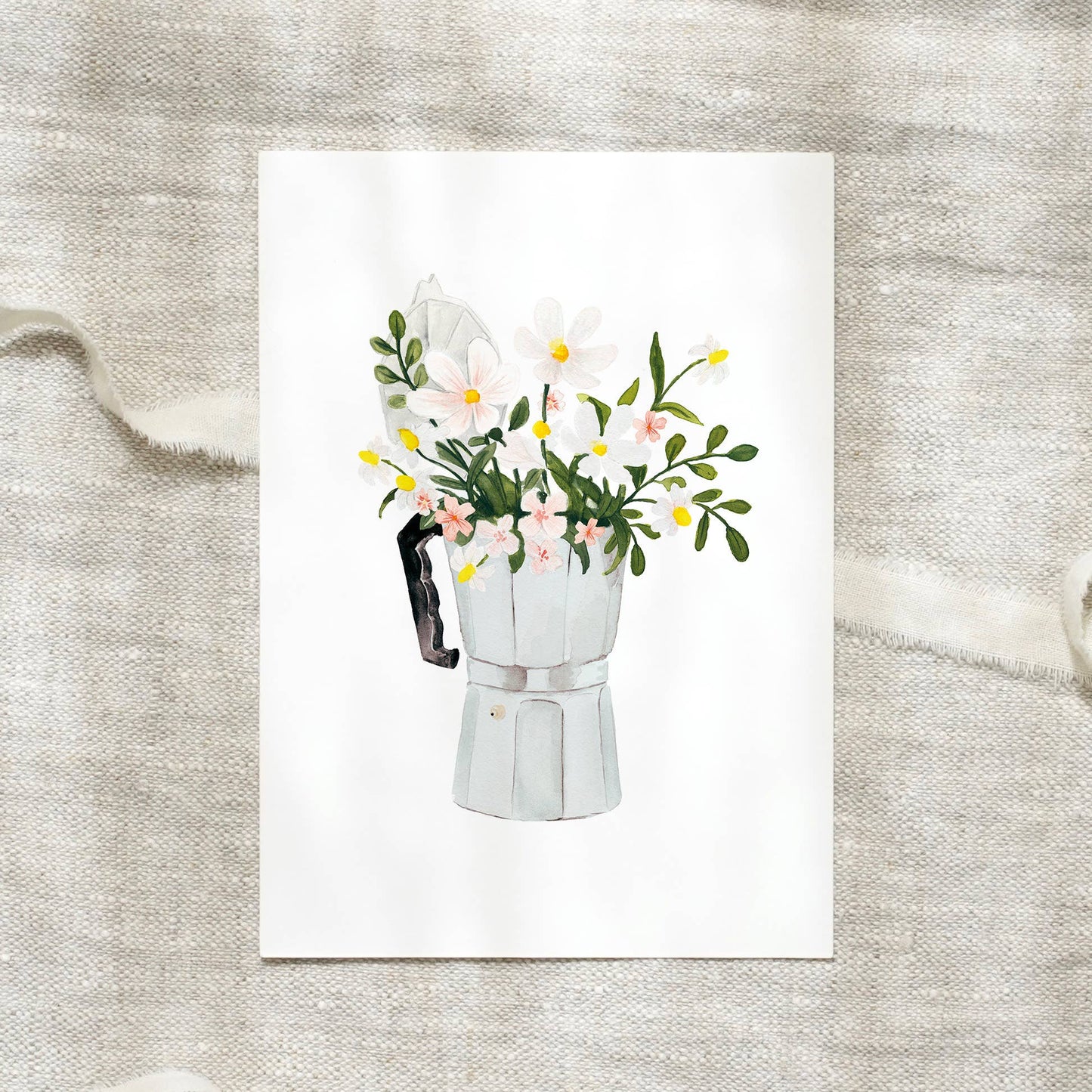 Postkarte - White Espresso bouquet Leo La Douce