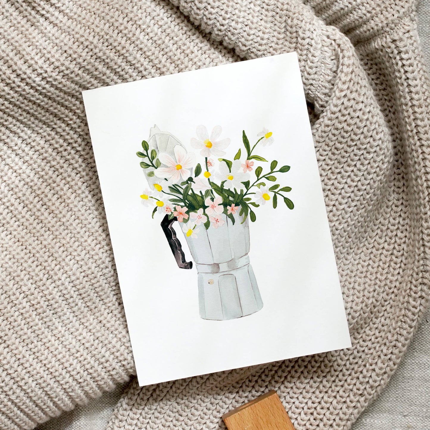 Postkarte - White Espresso bouquet Leo La Douce