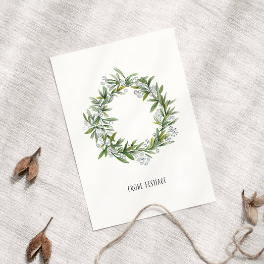 Postkarte - Weihnachtskranz Leo La Douce