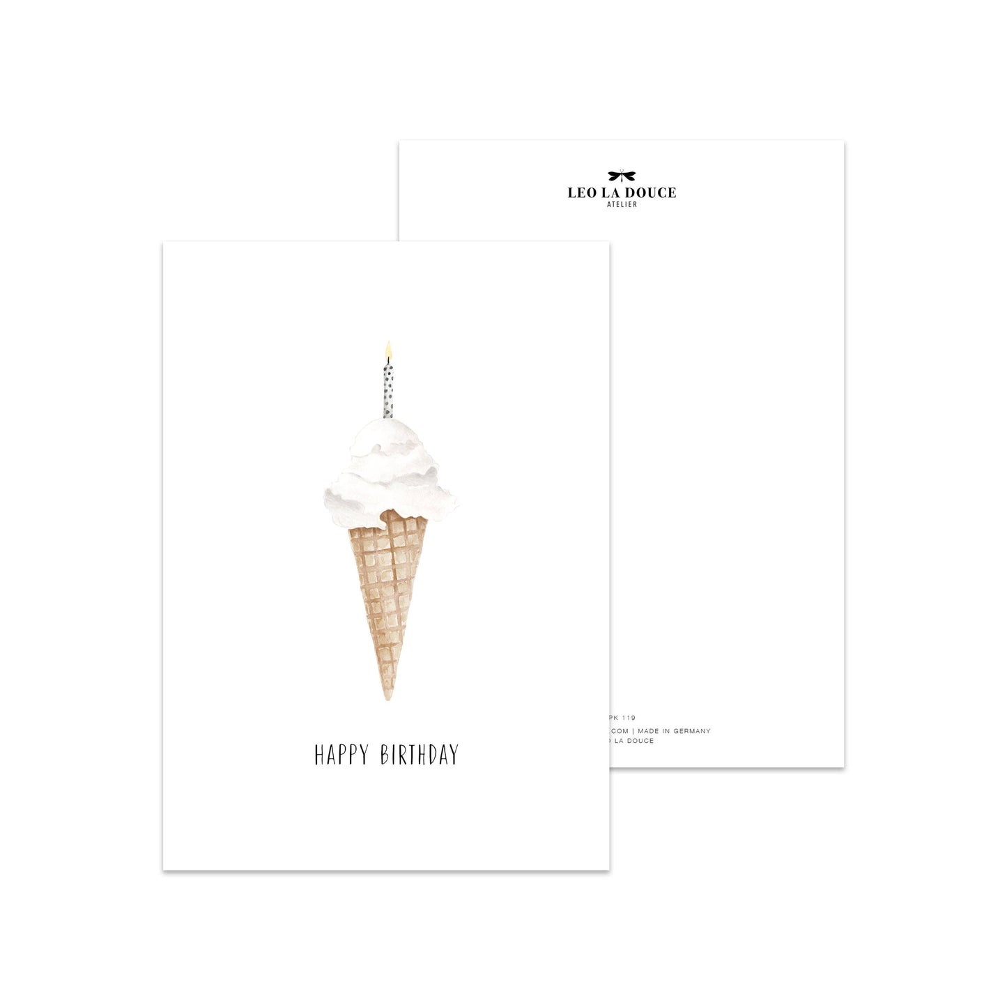 Postkarte - Ice cream candle Leo la Douce
