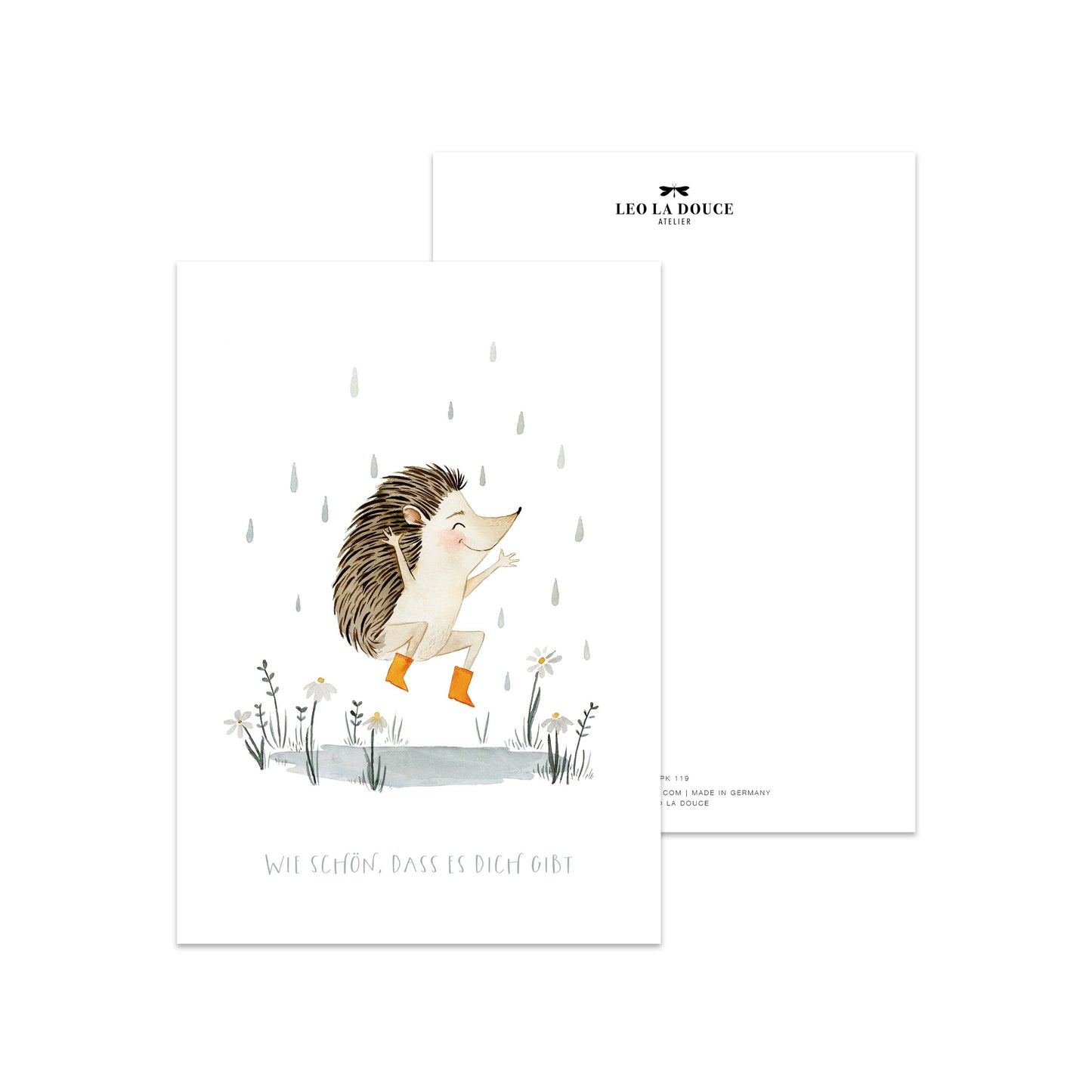 Postkarte - Happy Igel Leo La Douce