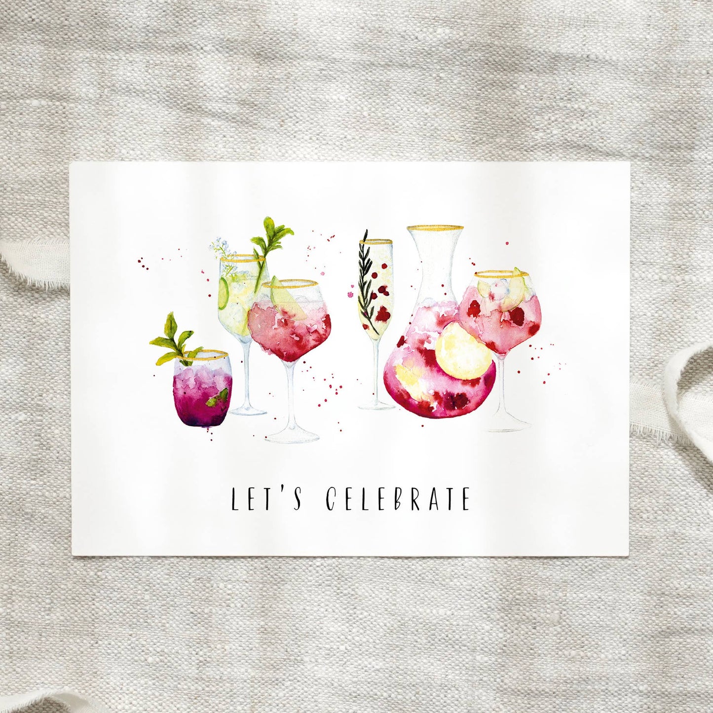 Postkarte - Cocktails · Let's celebrate Leo La Douce