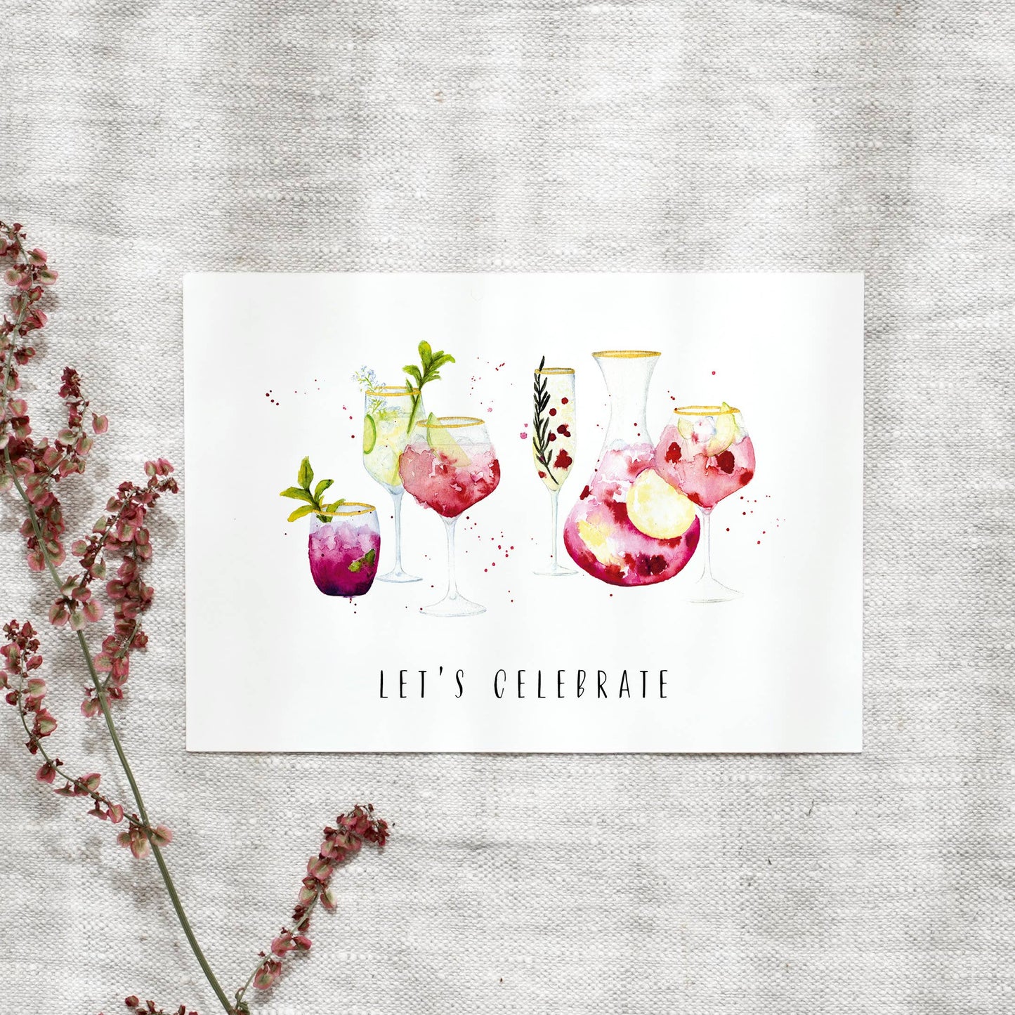 Postkarte - Cocktails · Let's celebrate Leo La Douce