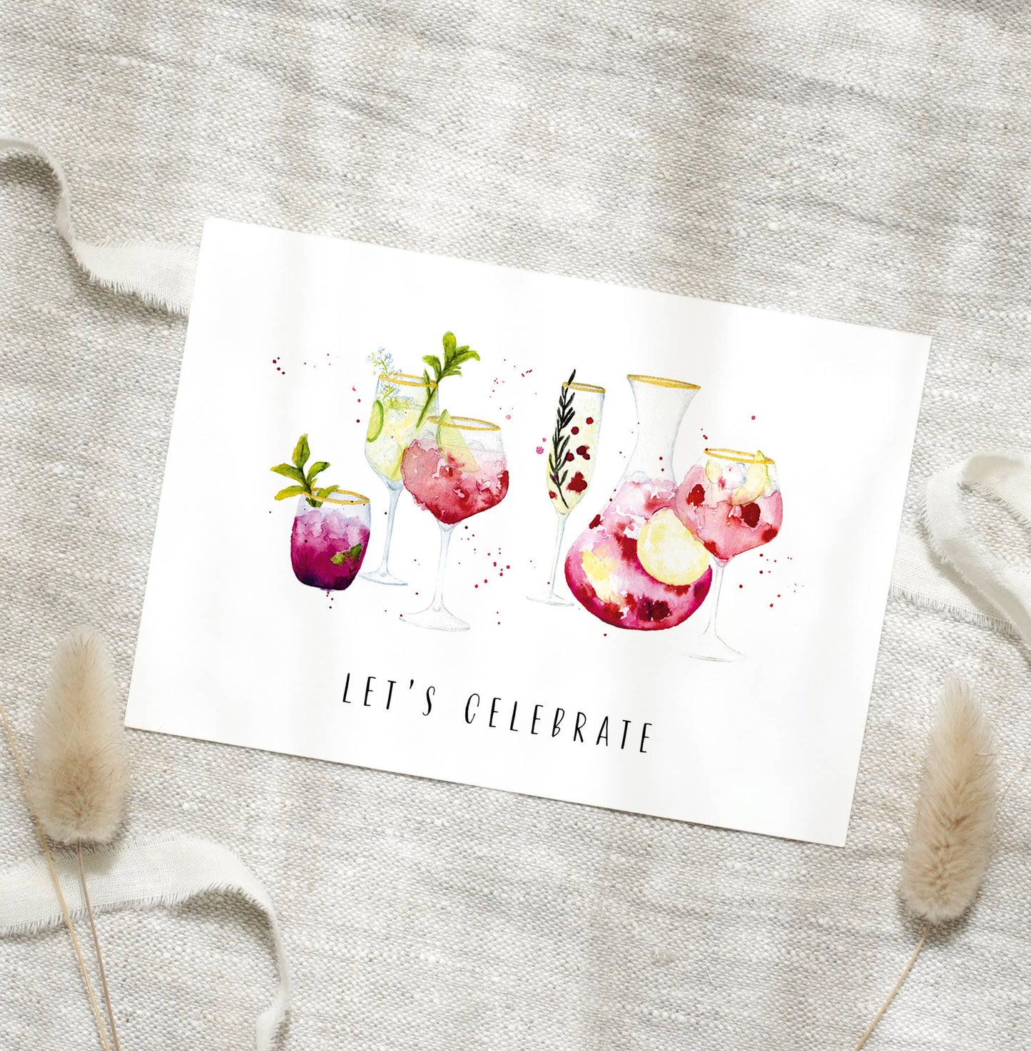 Postkarte - Cocktails · Let's celebrate Leo La Douce
