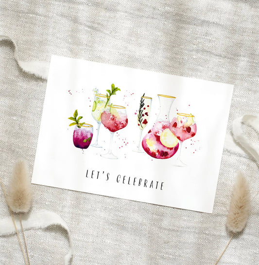 Postkarte - Cocktails · Let's celebrate Leo La Douce