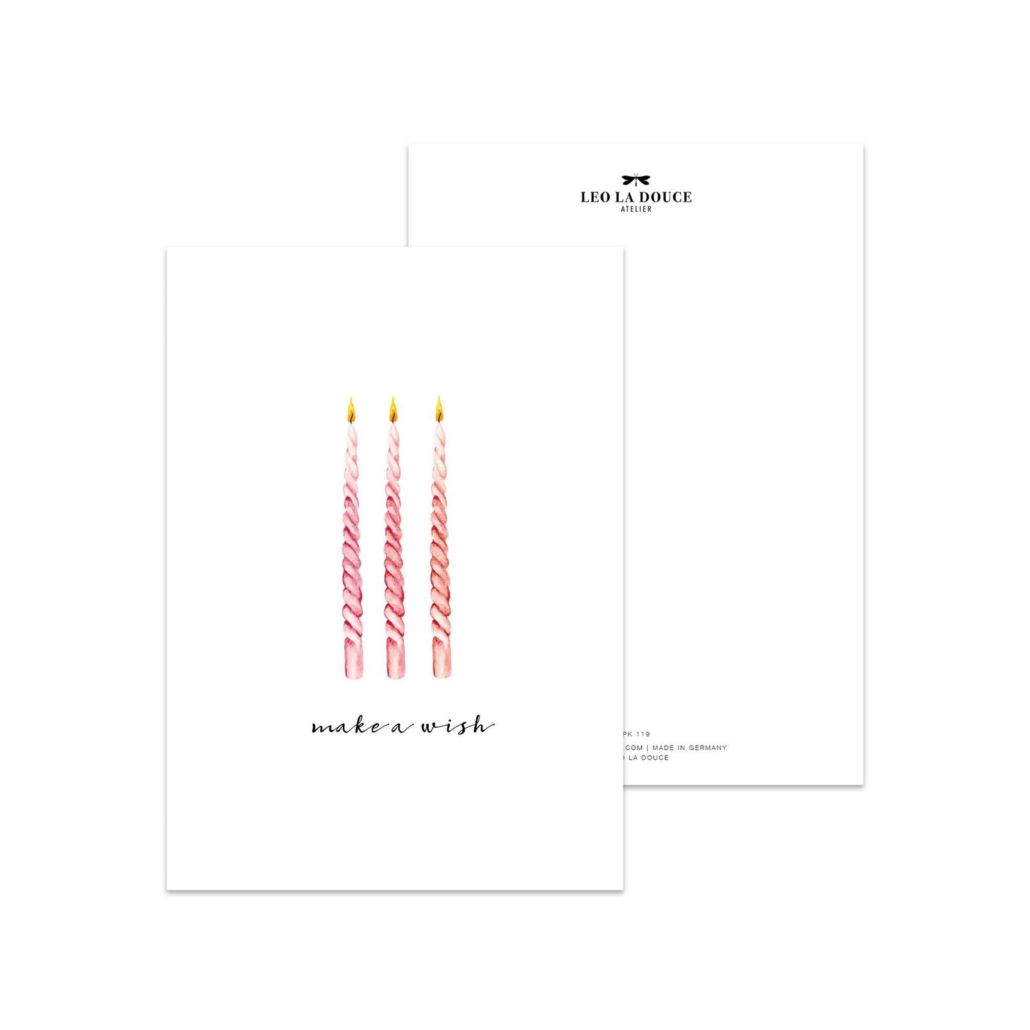Postkarte - Make a wish | Red Candles Leo La Douce