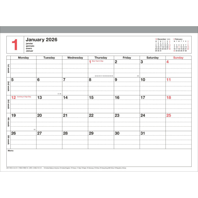 Monthly Planner M 2026 verschiedene Farben - Mark‘s