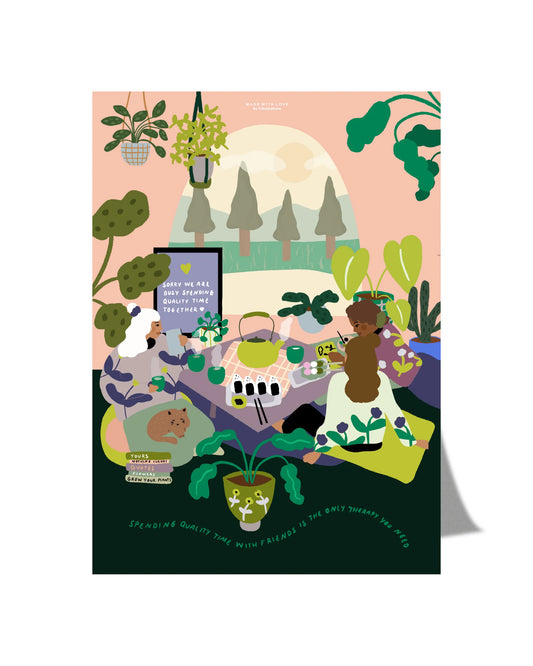 Postkarte - Quality time with friends von y.illustrations