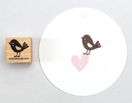 Stempel Vogel mit Bäckchen von Perlenfischer